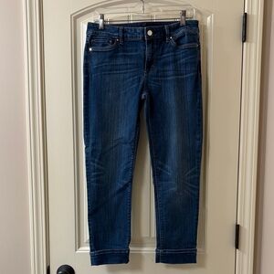 White House Black Market Dark Blue Women’s Cropped Jeans - Slim Fit, Size 4